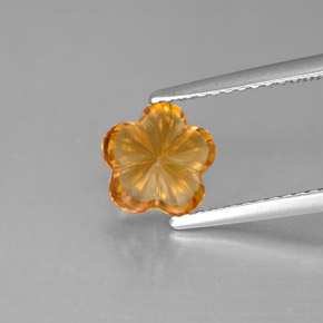 Citrino naranja natural de 1,28 ct, corte flor, transparente