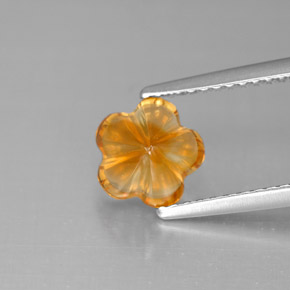 Citrino naranja natural de 1,29 ct, corte flor, transparente