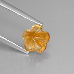 Citrino naranja natural de 1,29 ct, corte flor, transparente