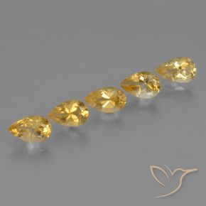 Gemas de Citrino Dorado claro natural de 3.92 ct, En forma de pera, VVS-VS