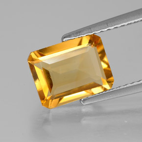 Citrino amarillo natural de 2,03 ct, corte esmeralda, VVS