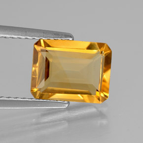 Citrino amarillo natural de 2,03 ct, corte esmeralda, VVS