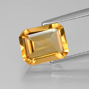 Citrino amarillo natural de 1,80 ct, corte esmeralda, VVS