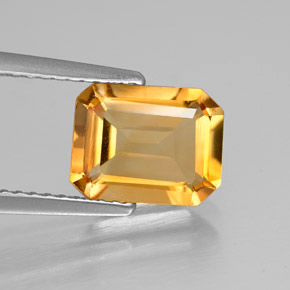 Citrino amarillo natural de 1,80 ct, corte esmeralda, VVS