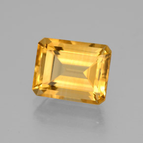 Citrino amarillo natural de 2,26 ct, corte esmeralda, VVS-VS