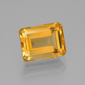 Citrino amarillo natural de 2,20 ct, corte esmeralda, VVS