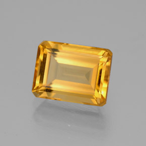 Citrino amarillo natural de 2,20 ct, corte esmeralda, VVS