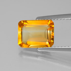 Citrino amarillo natural de 1,73 ct, corte esmeralda, VVS