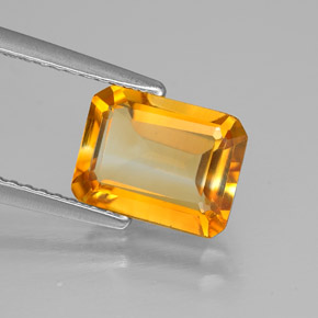 Citrino amarillo natural de 1,73 ct, corte esmeralda, VVS