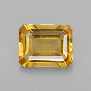 Citrino amarillo natural de 1,94 ct, corte esmeralda, VS