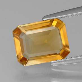 Citrino amarillo natural de 1,61 ct, corte esmeralda, VS