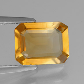 Citrino amarillo natural de 1,61 ct, corte esmeralda, VS