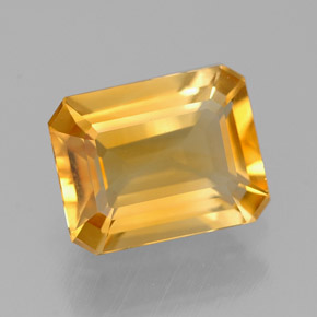Citrino amarillo natural de 1,90 ct, corte esmeralda, VVS-VS