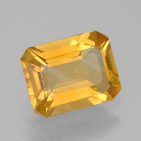 Citrino amarillo natural de 1,90 ct, corte esmeralda, VVS-VS