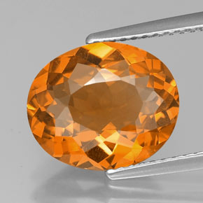 Citrino naranja natural de 3,47 ct, corte óvalo, VVS