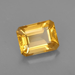 Citrino amarillo natural de 2,10 ct, corte esmeralda, VS