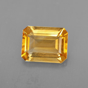 Citrino amarillo natural de 1,86 ct, corte esmeralda, VS