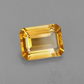Citrino amarillo natural de 1,86 ct, corte esmeralda, VS