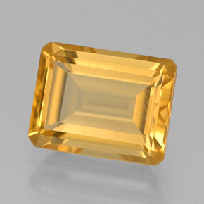 Citrino amarillo natural de 2,18 ct, corte esmeralda, VS