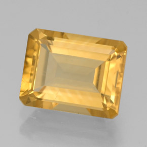 Citrino amarillo natural de 2,17 ct, corte esmeralda, VS