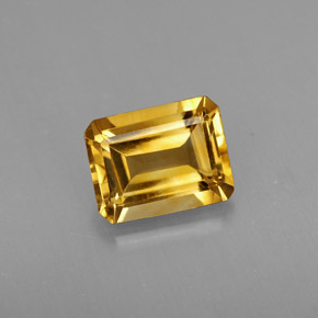 Citrino amarillo natural de 1,97 ct, corte esmeralda, VS