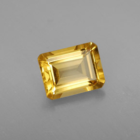 Citrino amarillo natural de 2,03 ct, corte esmeralda, VS