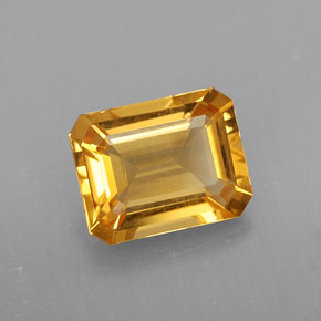 Citrino amarillo natural de 2,00 ct, corte esmeralda, VVS