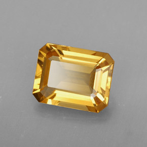 Citrino amarillo natural de 2,00 ct, corte esmeralda, VVS