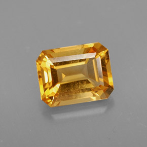 Citrino amarillo natural de 1,97 ct, corte esmeralda, VVS