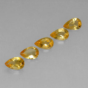 Gemas de citrino dorado natural de 3,08 ct, en forma de pera, VVS