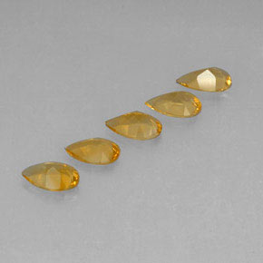 Gemas de citrino dorado natural de 3,08 ct, en forma de pera, VVS