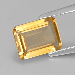 Citrino amarillo natural de 1,23 ct, corte esmeralda, VVS-VS
