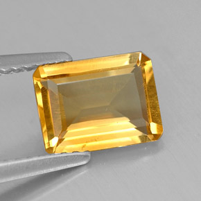 Citrino amarillo natural de 1,23 ct, corte esmeralda, VVS-VS