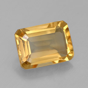 Citrino amarillo natural de 1,56 ct, corte esmeralda, VVS