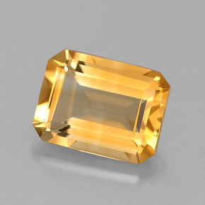 Citrino amarillo natural de 1,39 ct, corte esmeralda, VVS