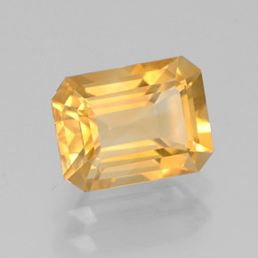 Citrino amarillo natural de 1,46 ct, corte esmeralda, VVS