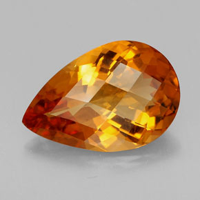 Citrino naranja natural de 4,66 ct, en forma de pera, VVS