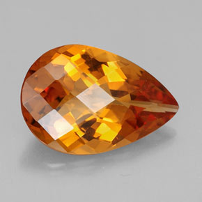 Citrino naranja natural de 4,66 ct, en forma de pera, VVS