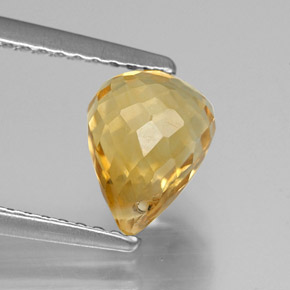 Citrino amarillo natural de 1,69 ct, briolette, VVS-VS