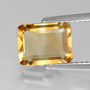 Citrino amarillo natural de 1,78 ct, corte esmeralda, VVS-VS