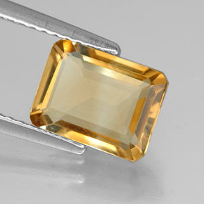 Citrino amarillo natural de 1,78 ct, corte esmeralda, VVS-VS
