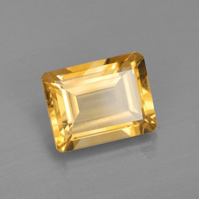 Citrino amarillo natural de 2,14 ct, corte esmeralda, VS