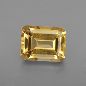 Citrino amarillo natural de 2,08 ct, corte esmeralda, VS