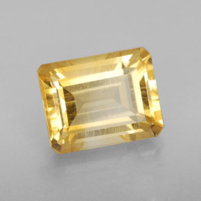 Citrino amarillo natural de 2,50 ct, corte esmeralda, VS