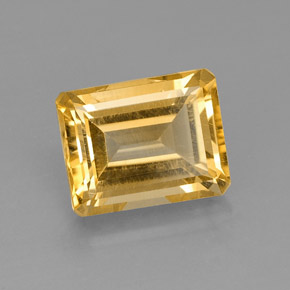 Citrino amarillo natural de 2,49 ct, corte esmeralda, VS