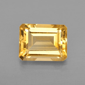 Citrino amarillo natural de 2,19 ct, corte esmeralda, VVS