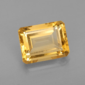 Citrino amarillo natural de 2,19 ct, corte esmeralda, VVS