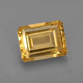 Citrino amarillo natural de 2,09 ct, corte esmeralda, VVS