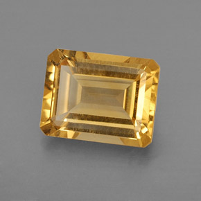 Citrino amarillo natural de 2,09 ct, corte esmeralda, VVS