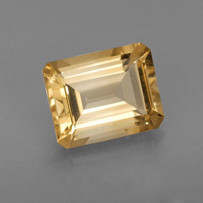Citrino amarillo natural de 2,05 ct, corte esmeralda, VS
